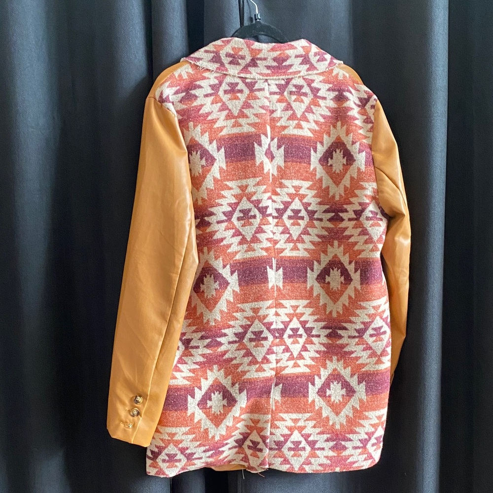Southwestern Tan Jacket with Patterned Accents